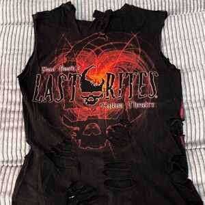 Paul Booth’s Last Rites Distressed cut-off Band Tee Vintage, One Size